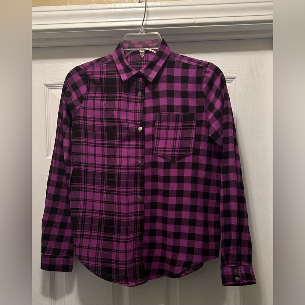 Weissman Purple and Black Plaid Shirt